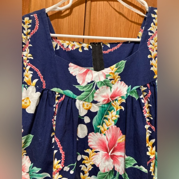 XL Royal Creations Hawaiian MuuMuu Womens muu muu dress cotton blue hibiscus - Picture 4 of 11